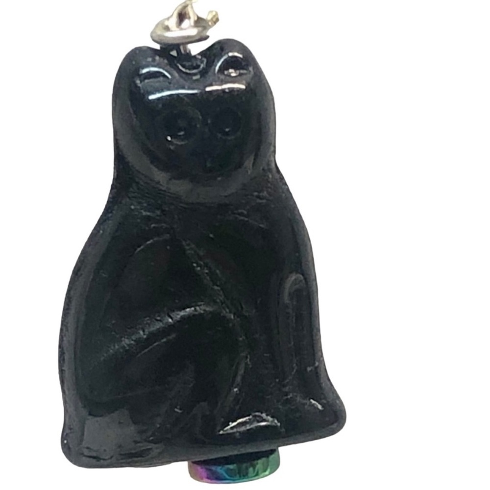 HANDMADE Unbranded BLACK Cat Czech BEAD Earrings - Picture 2 of 8